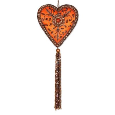Alternate image for Indian Colorful Hand Made Beaded Heart Ornaments Set of 6 Season of Love