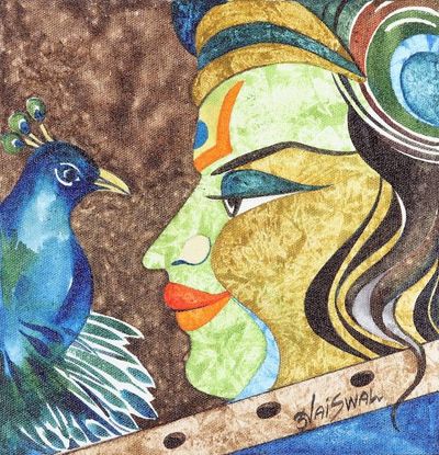 Alternate image for Indian Acrylic Painting with Bird Motif Emotion