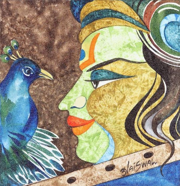 Alternate image for Indian Acrylic Painting with Bird Motif Emotion
