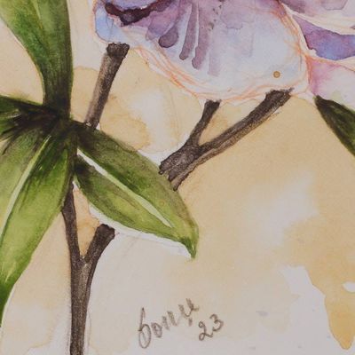 Alternate image for Spring-Themed Watercolor on Paper Purple Bouquet Painting Purple Dreams