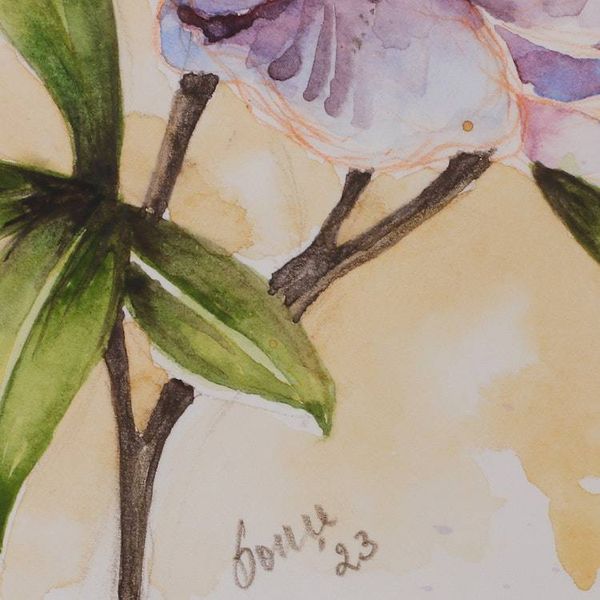 Alternate image for Spring-Themed Watercolor on Paper Purple Bouquet Painting Purple Dreams