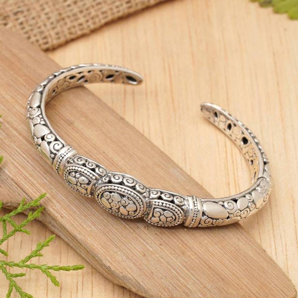 Sterling Silver Cuff Bracelet from Bali 'Tulamben Coral'
