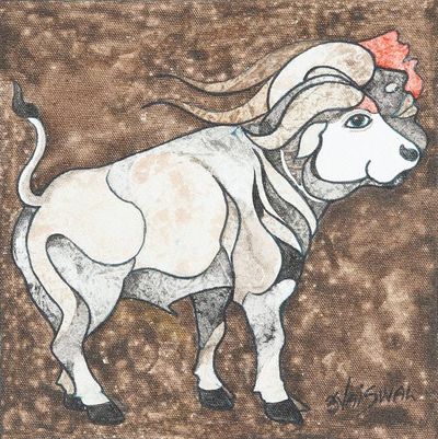 Primary image for Indian Acrylic Buffalo Painting on Canvas Mahishasura