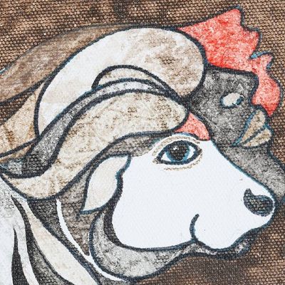 Alternate image for Indian Acrylic Buffalo Painting on Canvas Mahishasura