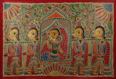 Alternate image for Natural Dyes on Handmade Paper Madhubani Painting Wedding Procession