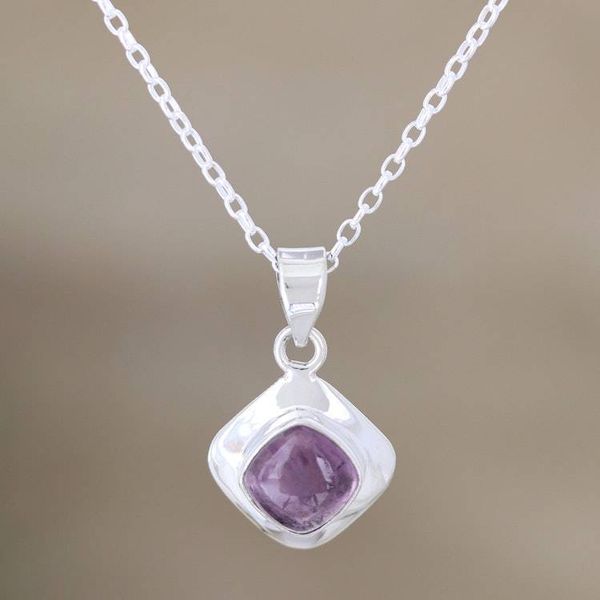 Alternate image for Handcrafted Amethyst and Sterling Silver Pendant Necklace Berry Delight