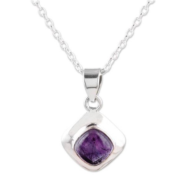Alternate image for Handcrafted Amethyst and Sterling Silver Pendant Necklace Berry Delight