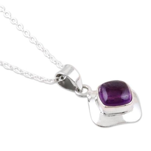 Alternate image for Handcrafted Amethyst and Sterling Silver Pendant Necklace Berry Delight