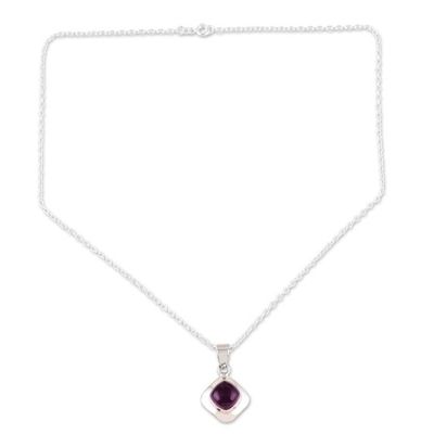 Alternate image for Handcrafted Amethyst and Sterling Silver Pendant Necklace Berry Delight