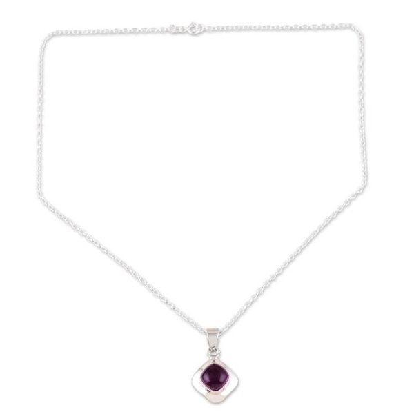 Alternate image for Handcrafted Amethyst and Sterling Silver Pendant Necklace Berry Delight
