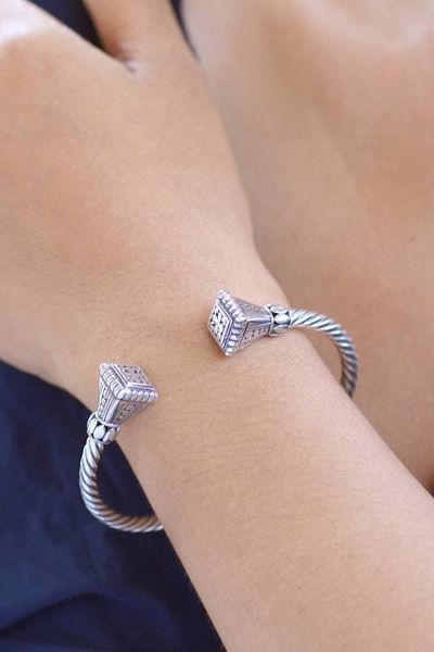 Alternate image for Balinese Sterling Silver Cuff Bracelet Heavens Gate