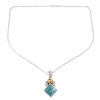 Alternate image for Composite Turquoise and Citrine Pendant Necklace from India Timeless Allure