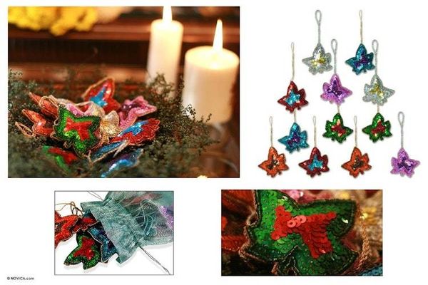 Alternate image for Beaded ornaments Set of 12 Maple Leaves