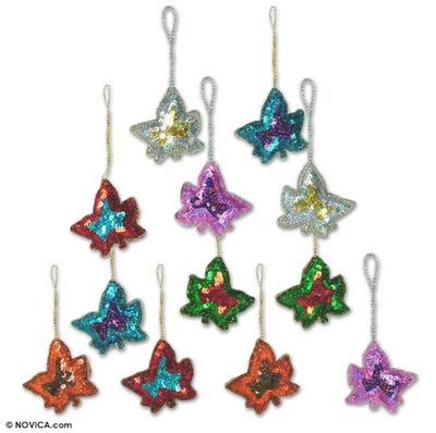 Alternate image for Beaded ornaments Set of 12 Maple Leaves