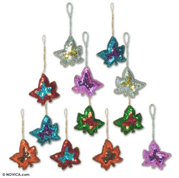 Alternate image for Beaded ornaments Set of 12 Maple Leaves