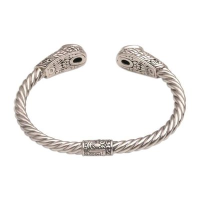 Alternate image for Blue Topaz Woven Motif Cuff Bracelet from Bali Temple Baskets