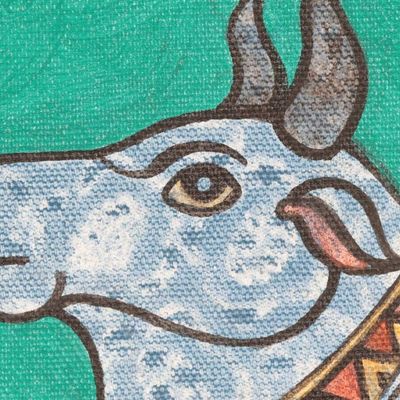 Alternate image for Signed Acrylic Painting with Bull Motif Bull Power