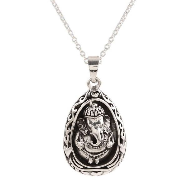 Alternate image for Egg-Shaped Sterling Silver Ganesha Necklace from India Ganesha Egg