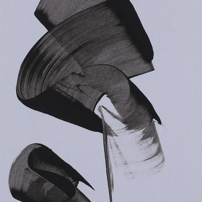 Alternate image for Abstract Black and White Acrylic and Watercolor Painting Symphony in Black and White