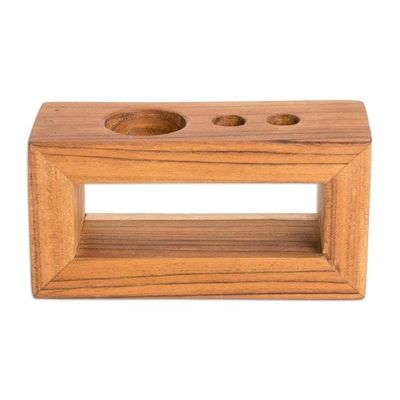 Alternate image for Handmade Minimalist Modern Teak Wood Toothbrush Holder Minimalist Plan
