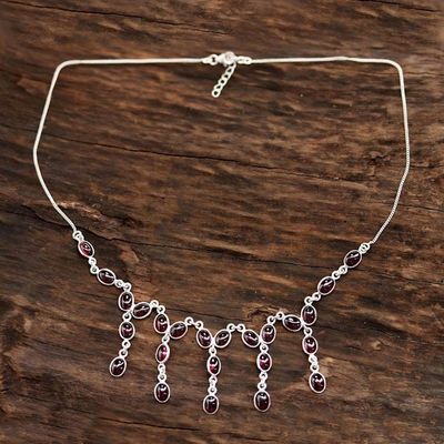 Primary image for Natural Garnet Waterfall Necklace from India Luxurious Luster