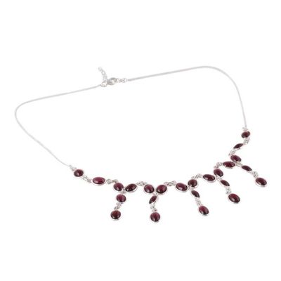 Alternate image for Natural Garnet Waterfall Necklace from India Luxurious Luster
