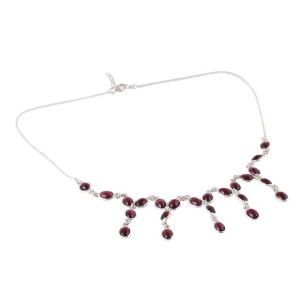 Alternate image for Natural Garnet Waterfall Necklace from India Luxurious Luster