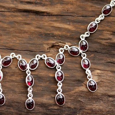 Alternate image for Natural Garnet Waterfall Necklace from India Luxurious Luster