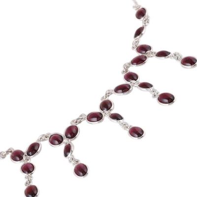 Alternate image for Natural Garnet Waterfall Necklace from India Luxurious Luster