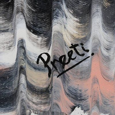 Alternate image for Wavy Abstract Acrylic Painting on Canvas Waves