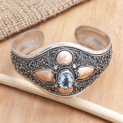 Alternate image for Gold-Accented Blue Topaz Cuff Bracelet Wild Story