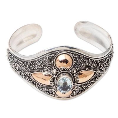 Alternate image for Gold-Accented Blue Topaz Cuff Bracelet Wild Story