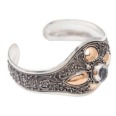 Alternate image for Gold-Accented Blue Topaz Cuff Bracelet Wild Story