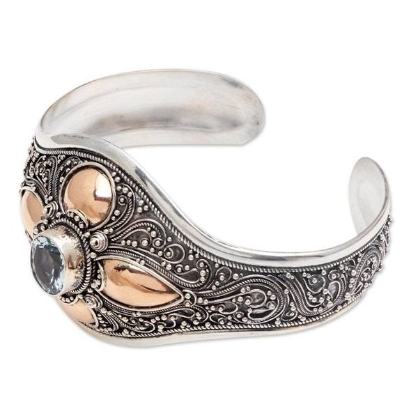 Alternate image for Gold-Accented Blue Topaz Cuff Bracelet Wild Story