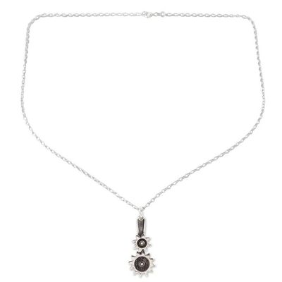Alternate image for Sterling Silver Gear Pendant Necklace from India Interlocked Gears