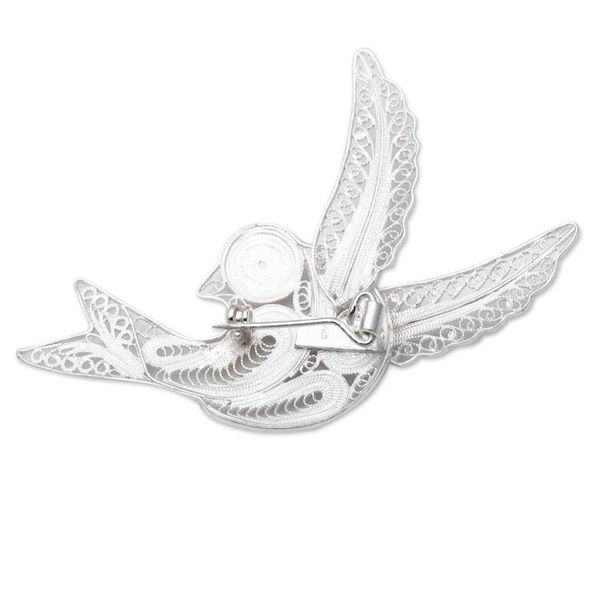 Alternate image for Sterling Silver Filigree Bird Brooch from Java Intricate Bird