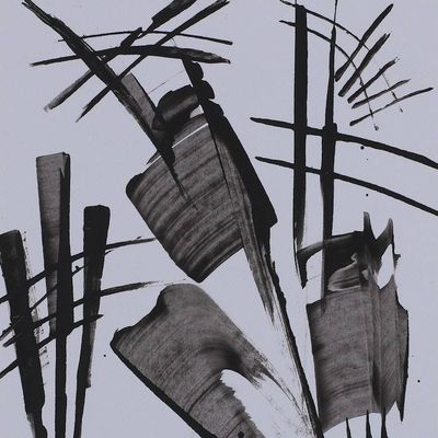 Alternate image for Abstract Black and White Mixed Media Painting from India Silent Sojourn