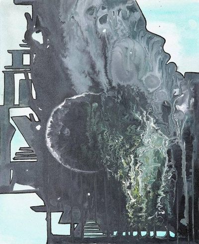 Alternate image for Signed Abstract Painting on Canvas Inner Storm