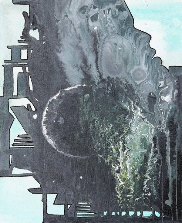 Alternate image for Signed Abstract Painting on Canvas Inner Storm