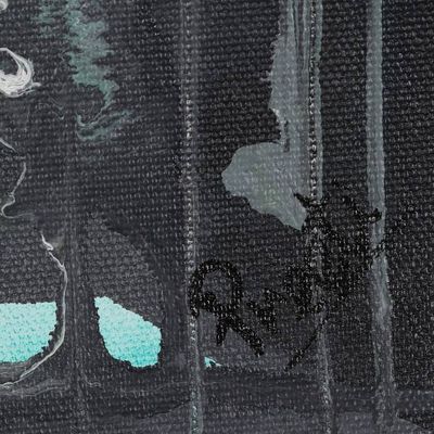 Alternate image for Signed Abstract Painting on Canvas Inner Storm