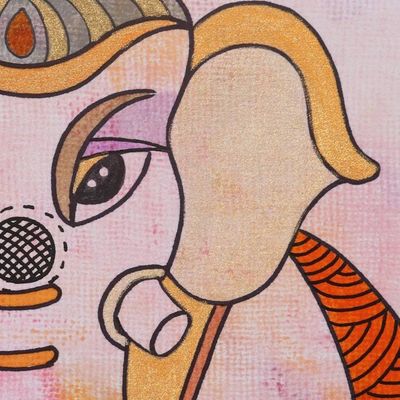 Alternate image for Signed Hindu Painting of Lord Ganesha from India Vinayaka