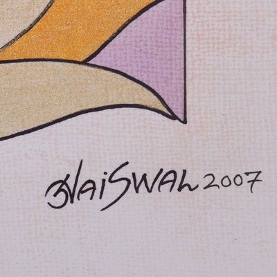 Alternate image for Signed Hindu Painting of Lord Ganesha from India Vinayaka