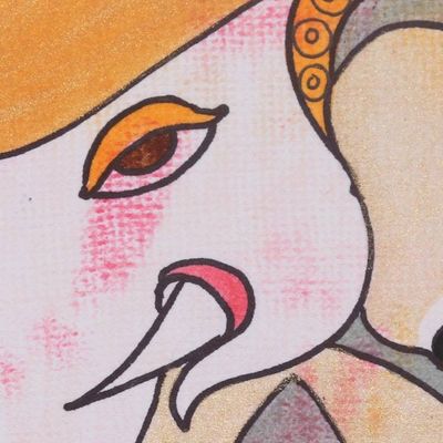 Alternate image for Multimedia Expressionist Painting of Lord Ganesha Ekadanta Ganapati