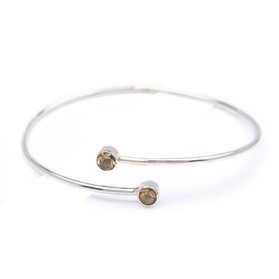 Alternate image for Modern Silver Wrap Bracelet with Faceted Citrine Gemstones Shimmering Connection