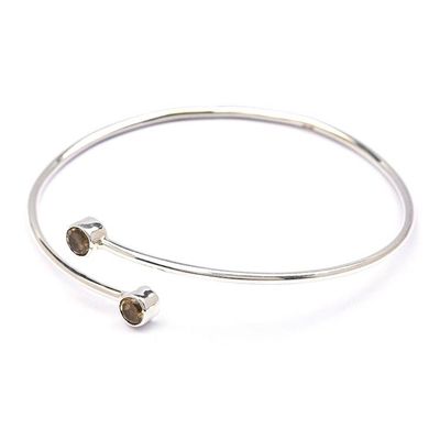 Alternate image for Modern Silver Wrap Bracelet with Faceted Citrine Gemstones Shimmering Connection