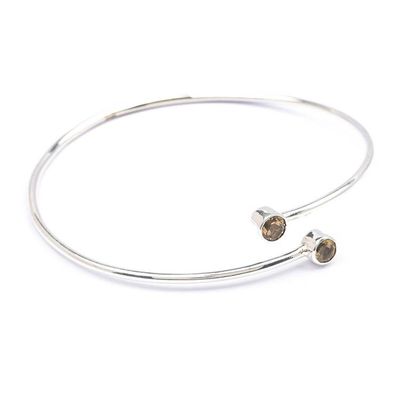 Alternate image for Modern Silver Wrap Bracelet with Faceted Citrine Gemstones Shimmering Connection