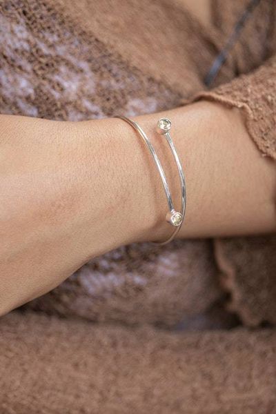 Alternate image for Modern Silver Wrap Bracelet with Faceted Citrine Gemstones Shimmering Connection