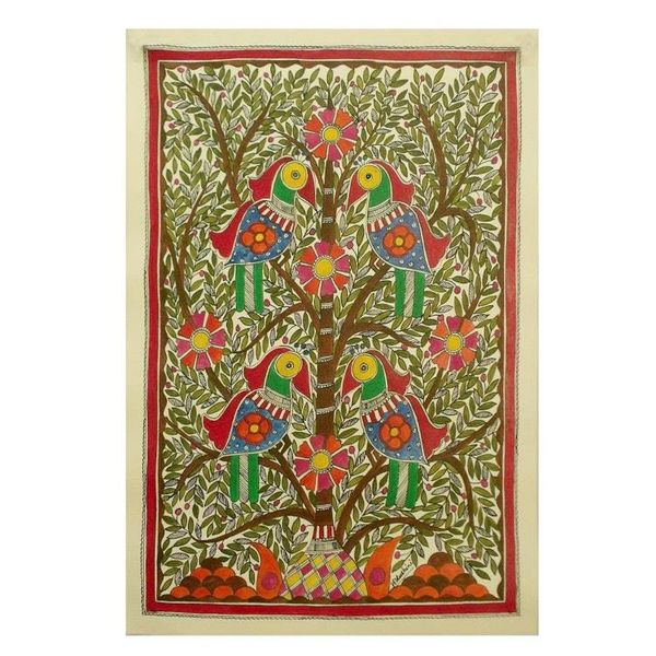 Alternate image for Indian Madhubani painting Tree of Life