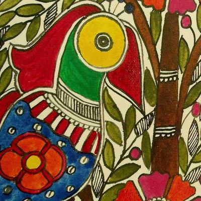 Alternate image for Indian Madhubani painting Tree of Life