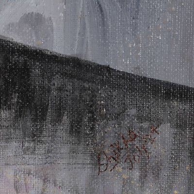 Alternate image for Expressionist Black and Grey Acrylic Painting of Warrior Warrior with Bruises